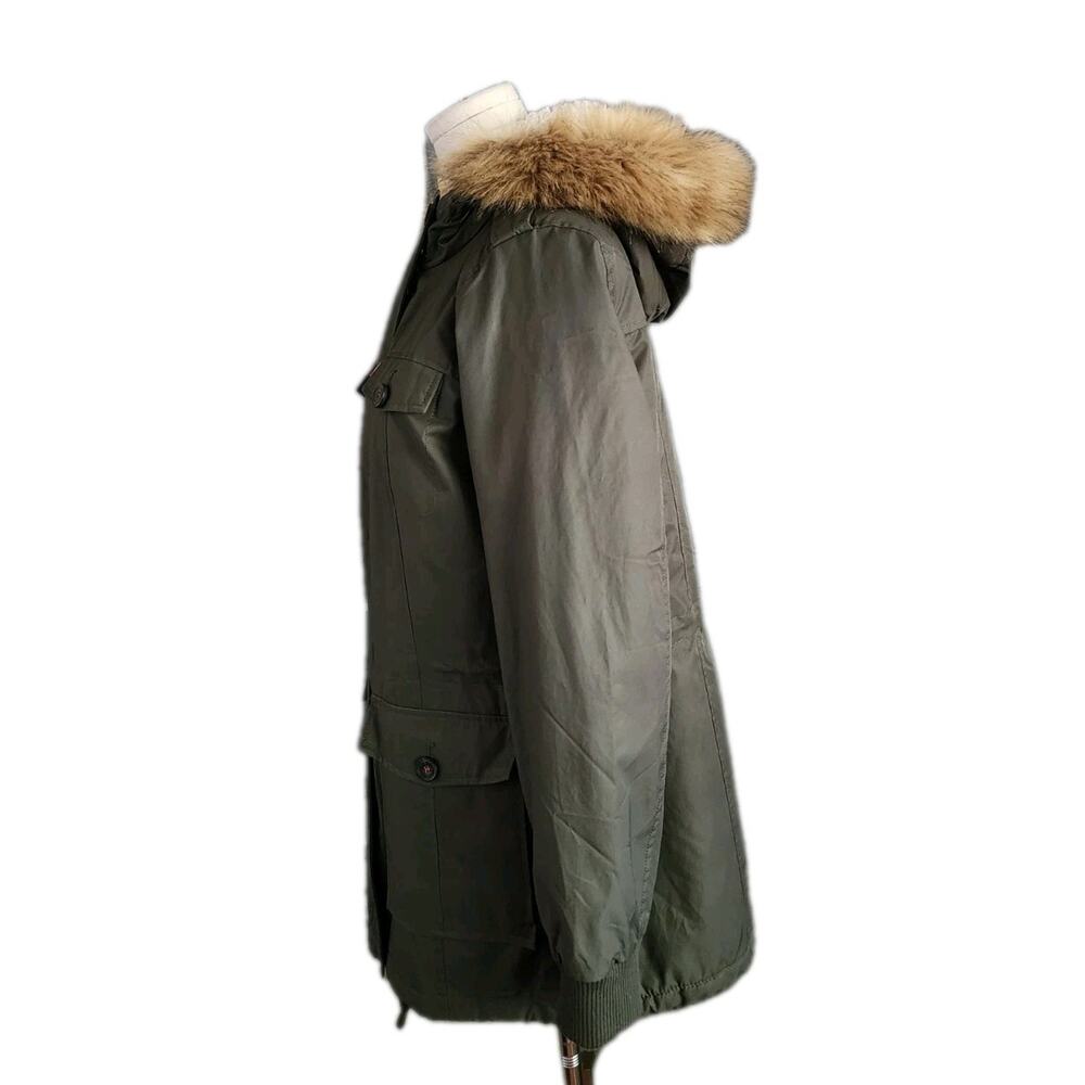 Levi Strauss NEW Fur Hood Parka Coat Size Medium Green Jacket Sherpa Lined - Picture 3 of 10